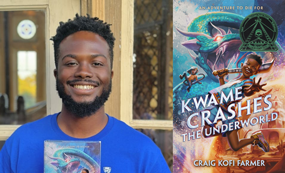 Author Craig Kofi Farmer and book Kwame Crashes the Underworld