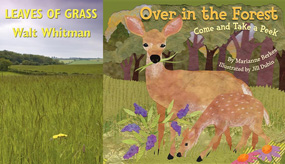 Book covers, Leaves of Grass and Over in the Forest