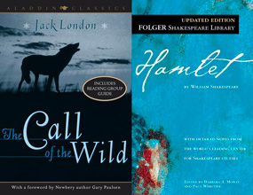 Book covers, The Call of the Wild, and Hamlet
